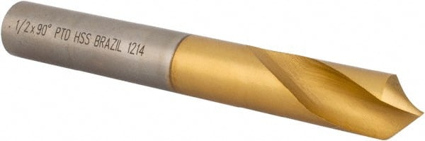 Precision Twist Drill - 1/2" Body Diam, 90°, 3-3/4" OAL, High Speed Steel Spotting Drill - USA Tool & Supply