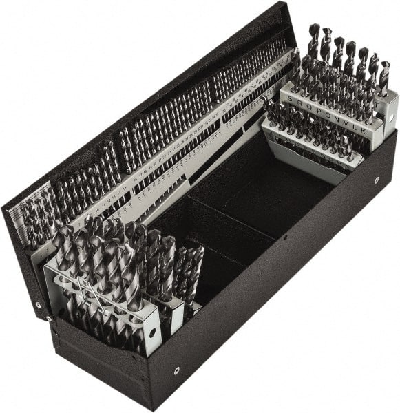 Precision Twist Drill - 1/16 to 1/2", 118° Point, Bright Finish, High Speed Steel Jobber Length Drill Bit Set - USA Tool & Supply