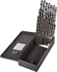 Precision Twist Drill - 1/16 to 1/2", 118° Point, Bright Finish, High Speed Steel Taper Length Drill Bit Set - USA Tool & Supply