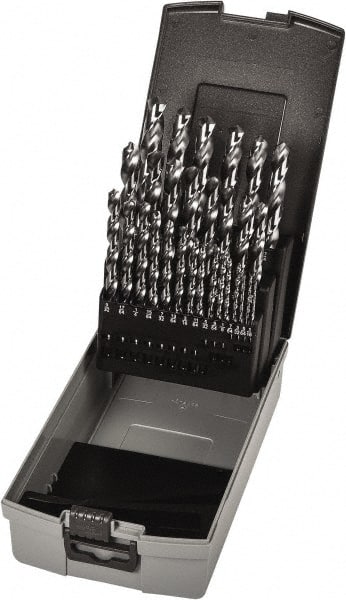 Precision Twist Drill - 1/16 to 1/2", 118° Point, Bright Finish, High Speed Steel Jobber Length Drill Bit Set - USA Tool & Supply