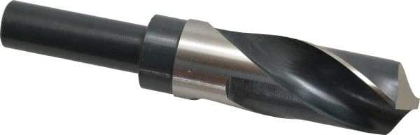 Precision Twist Drill - 1-7/32" Drill, 118° Point, High Speed Steel Silver Deming & Reduced Shank Drill Bit - Bright Finish, 6" OAL, Straight Shank, 3" Flute Length, Right Hand Cut, Standard Point, Spiral Flute, Regular Spiral - USA Tool & Supply