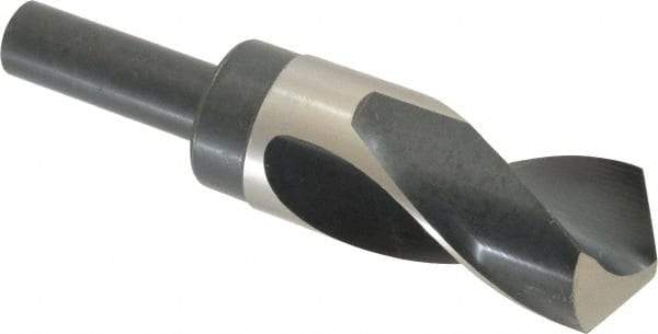 Precision Twist Drill - 1-1/2" Drill, 118° Point, High Speed Steel Silver Deming & Reduced Shank Drill Bit - Bright Finish, 6" OAL, Straight Shank, 3" Flute Length, Right Hand Cut, Standard Point, Spiral Flute, Regular Spiral - USA Tool & Supply