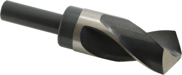 Precision Twist Drill - 1-9/16" Drill, 118° Point, High Speed Steel Silver Deming & Reduced Shank Drill Bit - Bright Finish, 6" OAL, Straight Shank, 3" Flute Length, Right Hand Cut, Standard Point, Spiral Flute, Regular Spiral - USA Tool & Supply