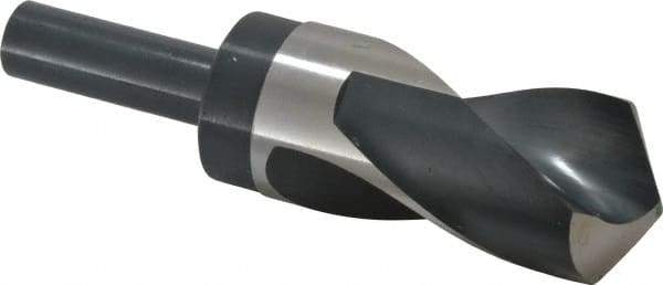 Precision Twist Drill - 1-11/16" Drill, 118° Point, High Speed Steel Silver Deming & Reduced Shank Drill Bit - Bright Finish, 6" OAL, Straight Shank, 3" Flute Length, Right Hand Cut, Standard Point, Spiral Flute, Regular Spiral - USA Tool & Supply