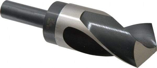 Precision Twist Drill - 1-3/4" Drill, 118° Point, High Speed Steel Silver Deming & Reduced Shank Drill Bit - Bright Finish, 6" OAL, Straight Shank, 3" Flute Length, Right Hand Cut, Standard Point, Spiral Flute, Regular Spiral - USA Tool & Supply