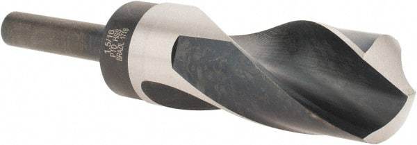 Precision Twist Drill - 1-5/16" Drill, 118° Point, High Speed Steel Silver Deming & Reduced Shank Drill Bit - Bright Finish, 6" OAL, Straight Shank, 3" Flute Length, Right Hand Cut, Standard Point, Spiral Flute, Regular Spiral - USA Tool & Supply