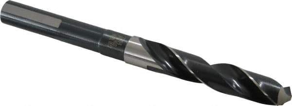 Precision Twist Drill - 37/64" Drill, 118° Point, High Speed Steel Silver Deming & Reduced Shank Drill Bit - Bright Finish, 6" OAL, Flats on Shank, 3" Flute Length, Right Hand Cut, Standard Point, Spiral Flute, Regular Spiral - USA Tool & Supply