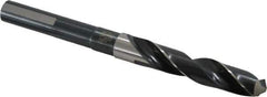 Precision Twist Drill - 37/64" Drill, 118° Point, High Speed Steel Silver Deming & Reduced Shank Drill Bit - Bright Finish, 6" OAL, Flats on Shank, 3" Flute Length, Right Hand Cut, Standard Point, Spiral Flute, Regular Spiral - USA Tool & Supply