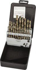 Precision Twist Drill - 1/16 to 3/8", 135° Point, Gold Finish, Cobalt Jobber Length Drill Bit Set - USA Tool & Supply