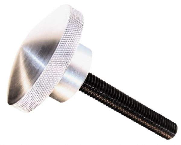 Morton Machine Works - 2-1/4" Head, Knurled Knob - Threaded Stem, Aluminum - USA Tool & Supply