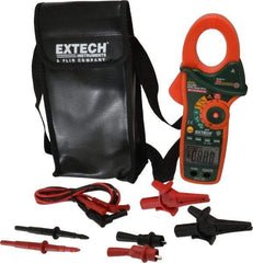 Extech - EX840, CAT IV, Digital True RMS Auto Ranging Clamp Meter with 1.7" Clamp On Jaws - 1000 VAC/VDC, 1000 AC/DC Amps, Measures Voltage, Capacitance, Continuity, Frequency, Resistance, Temperature - USA Tool & Supply