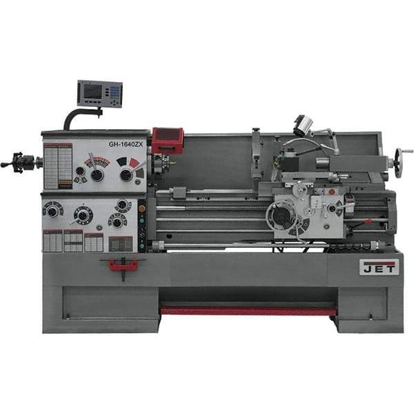 Jet - 16" Swing, 60" Between Centers, 230 Volt, Triple Phase Engine Lathe - 4MT Taper, 7-1/2 hp, 40 to 1,800 RPM, 1-1/2" Bore Diam - USA Tool & Supply