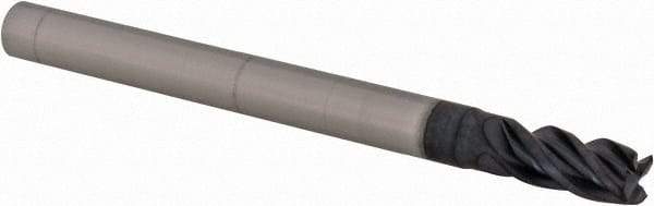 Iscar - 1/8" Diam, 1/4" LOC, 4 Flute Solid Carbide Roughing & Finishing Corner Chamfer End Mill - TiAlN Finish, 1-1/2" OAL, 1/8" Shank Diam, Straight Shank, 38° Helix, Centercutting - USA Tool & Supply