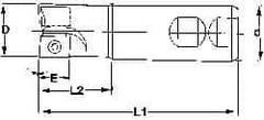 Superbee - 0.007 to 0.06 Inch Cutting Radius, 1 Inch Cutter Diameter, 2 Style EM15 Inserts, 3/4 Inch Shank Diameter, Indexable Convex Radius Cutter - 4.5 Inch Overall Length - USA Tool & Supply