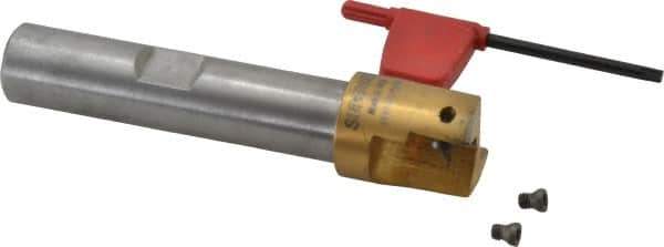 Superbee - 0.07 to 0.13 Inch Cutting Radius, 1 Inch Cutter Diameter, 2 Style EM15 Inserts, 3/4 Inch Shank Diameter, Indexable Convex Radius Cutter - 4.5 Inch Overall Length - USA Tool & Supply