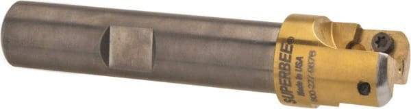 Superbee - 0.14 to 0.19 Inch Cutting Radius, 1 Inch Cutter Diameter, 2 Style EM15 Inserts, 3/4 Inch Shank Diameter, Indexable Convex Radius Cutter - 4.5 Inch Overall Length - USA Tool & Supply