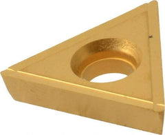 Value Collection - TPEG321 Grade ICC66 Carbide Turning Insert - TiN Finish, 60° Triangle, 3/8" Inscr Circle, 1/8" Thick, 1/64" Corner Radius - USA Tool & Supply