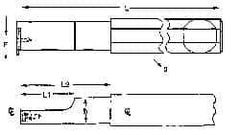NIKCOLE MINI-SYSTEMS - Internal Thread, 1-1/4" Max Depth of Cut, 6" OAL, Right Hand Indexable Grooving Cutoff Toolholder - 1-1/4" Shank Width, GIE Insert Style, THI Toolholder Style, Series Mini-Systems - USA Tool & Supply