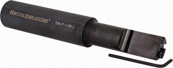 NIKCOLE MINI-SYSTEMS - Internal Thread, 1-1/4" Max Depth of Cut, 6" OAL, Left Hand Indexable Grooving Cutoff Toolholder - 1" Shank Height x 1" Shank Width, GIE Insert Style, THI Toolholder Style, Series Mini-Systems - USA Tool & Supply