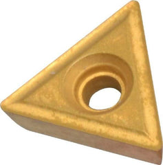 Made in USA - TT21.51 Grade TCN55 Carbide Turning Insert - TiN Finish, 60° Triangle, 1/4" Inscr Circle, 3/32" Thick, 1/64" Corner Radius - USA Tool & Supply