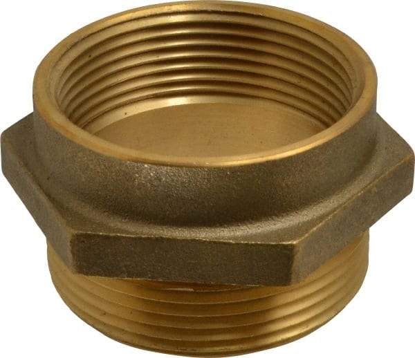 EVER-TITE Coupling Products - 2-1/2 FNPT x 2-1/2 MNST Hydrant Hex Nipple - Brass - USA Tool & Supply