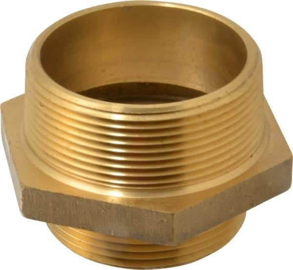 EVER-TITE Coupling Products - 3 MNPT x 2-1/2 MNST Hydrant Hex Nipple - Brass - USA Tool & Supply