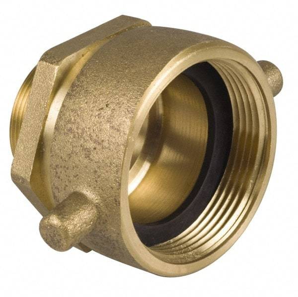 EVER-TITE Coupling Products - 2-1/2 FNST x 2-1/2 MNPT Hydrant Swivel Adapter - Brass - USA Tool & Supply