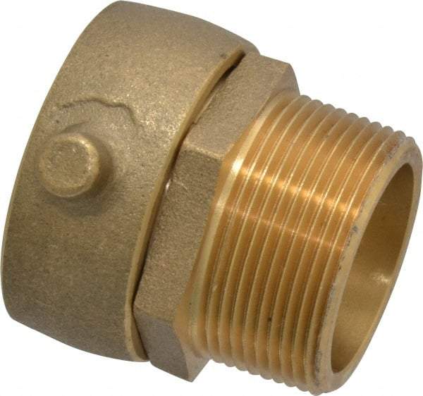EVER-TITE Coupling Products - 1-1/2 FNST x 1-1/2 MNPT Hydrant Swivel Adapter - Brass - USA Tool & Supply