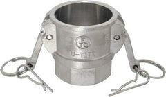 EVER-TITE Coupling Products - 2" Stainless Steel Cam & Groove Suction & Discharge Hose Female Coupler Female NPT Thread - Part D, 2" Thread, 250 Max psi - USA Tool & Supply