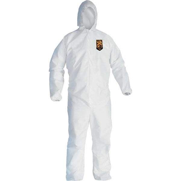 KleenGuard - Size 2XL Film Laminate Chemical Resistant Coveralls - White, Zipper Closure, Elastic Cuffs, Elastic Ankles - USA Tool & Supply