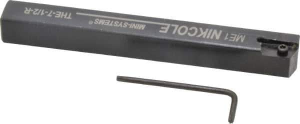 NIKCOLE MINI-SYSTEMS - External Thread, 4-1/2" OAL, Right Hand Indexable Grooving Cutoff Toolholder - 1/2" Shank Height x 1/2" Shank Width, GIE Insert Style, THE Toolholder Style, Series Mini-Systems - USA Tool & Supply