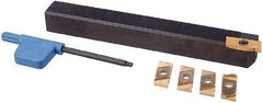 NIKCOLE MINI-SYSTEMS - 0.035" Min Groove Width, Right Hand Indexable Grooving Cutoff Toolholder - 3/8" Shank Height x 3/8" Shank Width, THE-7-3/8 R-L Toolholder Style, Series Mini-Systems - USA Tool & Supply