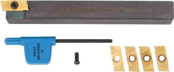 NIKCOLE MINI-SYSTEMS - 0.035" Min Groove Width, Right Hand Indexable Grooving Cutoff Toolholder - 1/2" Shank Height x 1/2" Shank Width, THE-7-1/2 R-L Toolholder Style, Series Mini-Systems - USA Tool & Supply