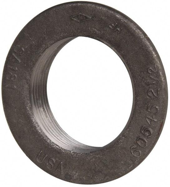 Made in USA - 2-1/2" Pipe, 4-1/4" Diam x 1/4" Thick, Tank Flange without Pilot - For Threaded Pipe, 1" Overall Height, 3-1/2" Bottom Diam, 3-7/32" Top Diam, Carbon Steel - USA Tool & Supply