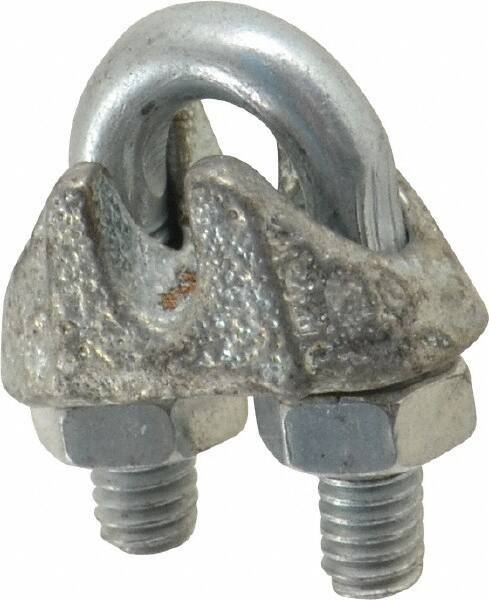 Value Collection - 1/16" Wire Rope U-Bolt Clip - 1030 Malleable Iron, Zinc Plated - USA Tool & Supply