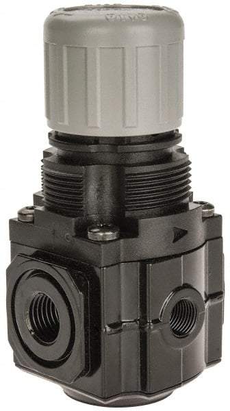 Norgren - 1/4" NPT Relief Valve - 1.6 CV Rate, 48 CFM, 150 Max psi, Knob Adjustment Actuator - USA Tool & Supply