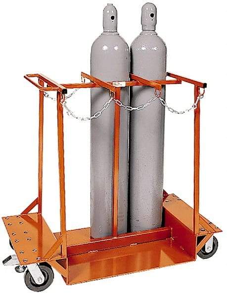Made in USA - 1,500 Lb Capacity 42" OAH Cylinder Truck - Push Handle, Steel - USA Tool & Supply