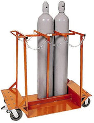 Made in USA - 1,500 Lb Capacity 42" OAH Cylinder Truck - Push Handle, Steel - USA Tool & Supply