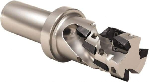 Seco - 40mm Cut Diam, 33mm Max Depth of Cut, 32mm Shank Diam, 119.5mm OAL, Indexable Square Shoulder Helical End Mill - XO.. 1204 Inserts, Weldon Shank, 90° Lead Angle, Through Coolant, Series Super Turbo - USA Tool & Supply