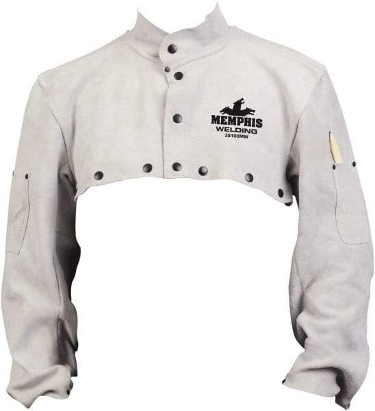 MCR Safety - Size 3XL, Cape Sleeves & Bib - Leather, 50.27 oz, Gray - USA Tool & Supply