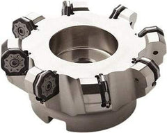 Seco - 95mm Cut Diam, 27mm Arbor Hole, 6mm Max Depth of Cut, 40° Indexable Chamfer & Angle Face Mill - 6 Inserts, ON.. 0905 Insert, Right Hand Cut, 6 Flutes, Through Coolant, Series Double OctoMill - USA Tool & Supply