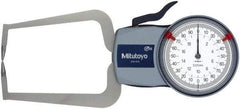 Mitutoyo - 20mm Max Measurement, 0.01mm Graduation, Outside Dial Caliper Gage - 3.3465 Inch Leg Length, 0.03mm Accuracy - USA Tool & Supply
