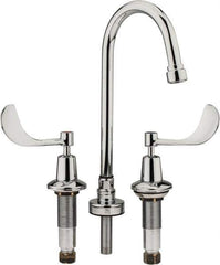 Speakman - Wrist Blade Handle, Wide Spread Bathroom Faucet - Two Handle, No Drain, Gooseneck Spout - USA Tool & Supply