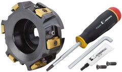 Kennametal - 6 Inserts, 5" Cut Diam, 1-1/2" Arbor Diam, 25.45mm Max Depth of Cut, Indexable Square-Shoulder Face Mill - 0/90° Lead Angle, 2-3/8" High, LN.U 2210.. Insert Compatibility, Series MEGA90 - USA Tool & Supply
