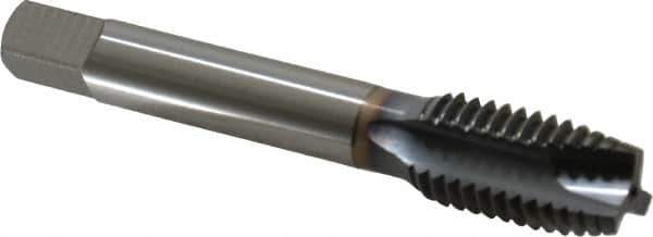 OSG - 5/8-11 UNC, 3 Flute, TiCN Finish, Vanadium High Speed Steel Spiral Point Tap - Plug Chamfer, Right Hand Thread, 3-13/16" OAL, 1-13/16" Thread Length, 0.48" Shank Diam, 2B Class of Fit, Series 300 - Exact Industrial Supply