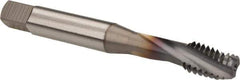 OSG - 1/2-20 UNF 3 Flute 2B Bottoming Spiral Flute Tap - Powdered Metal, TiCN Finish, 3-3/8" OAL, Right Hand Flute, Right Hand Thread, H5, Series 313 - USA Tool & Supply