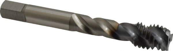 OSG - 1/2-13 UNC 3 Flute 2B Modified Bottoming Spiral Flute Tap - Vanadium High Speed Steel, TiCN Finish, 3-3/8" OAL, Right Hand Flute, Right Hand Thread, H5, Series EXOTAP VA3 - Exact Industrial Supply