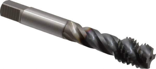 OSG - 9/16-12 UNC 4 Flute Modified Bottoming Spiral Flute Tap - Vanadium High Speed Steel, TiCN Finish, 3-19/32" OAL, Right Hand Flute, Right Hand Thread, H3, Series EXOTAP VA3 - USA Tool & Supply