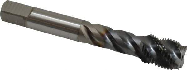 OSG - 9/16-18 UNF 4 Flute Modified Bottoming Spiral Flute Tap - Vanadium High Speed Steel, TiCN Finish, 3-19/32" OAL, Right Hand Flute, Right Hand Thread, H3, Series EXOTAP VA3 - USA Tool & Supply