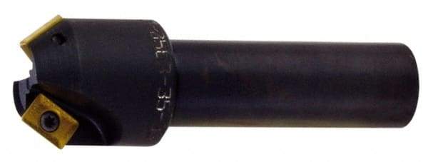 Kyocera - 75° Lead Angle, 9/16" Max Cut Diam, 9/16" Min Cut Diam, 0.08" Max Depth of Cut, Indexable Chamfer and Angle End Mill - 2 Inserts, XPMT 0902.. Insert Style, 2.91" Overall Length, Straight Shank - USA Tool & Supply